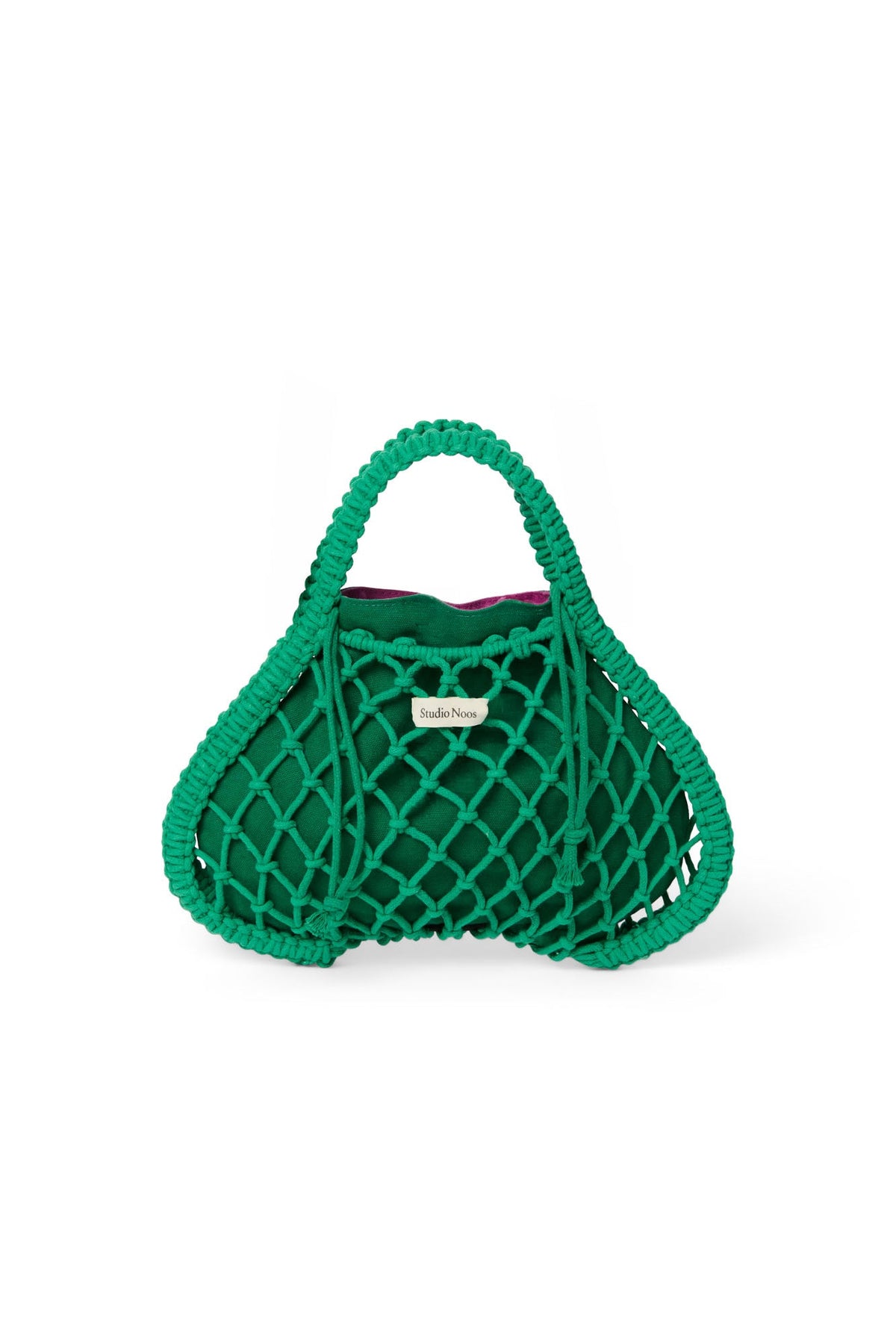 Purple-Green Reversible Insert | Green Macramé Mini Handbag with