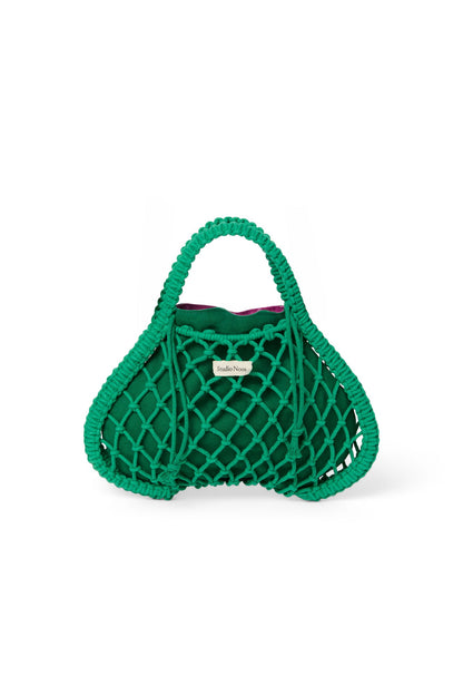 Purple-Green Reversible Insert | Green Macramé Mini Handbag with
