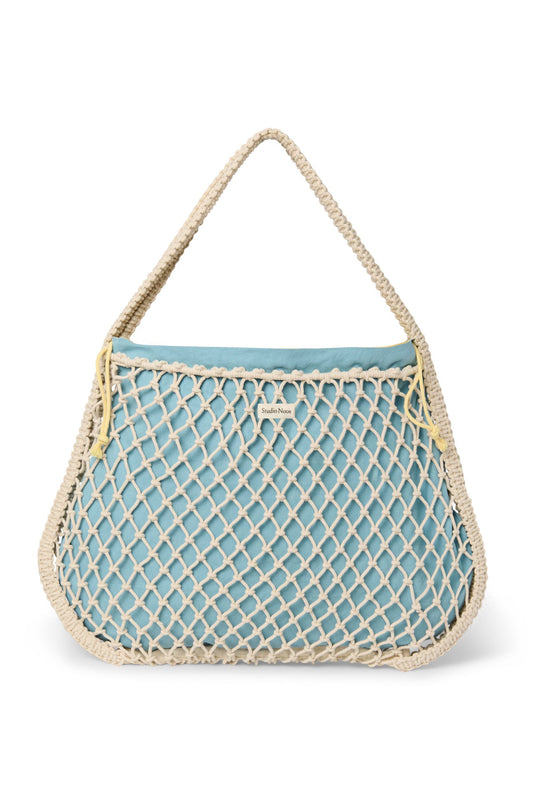 Blue-Yellow Reversible Insert | Natural Macramé Mom Bag with