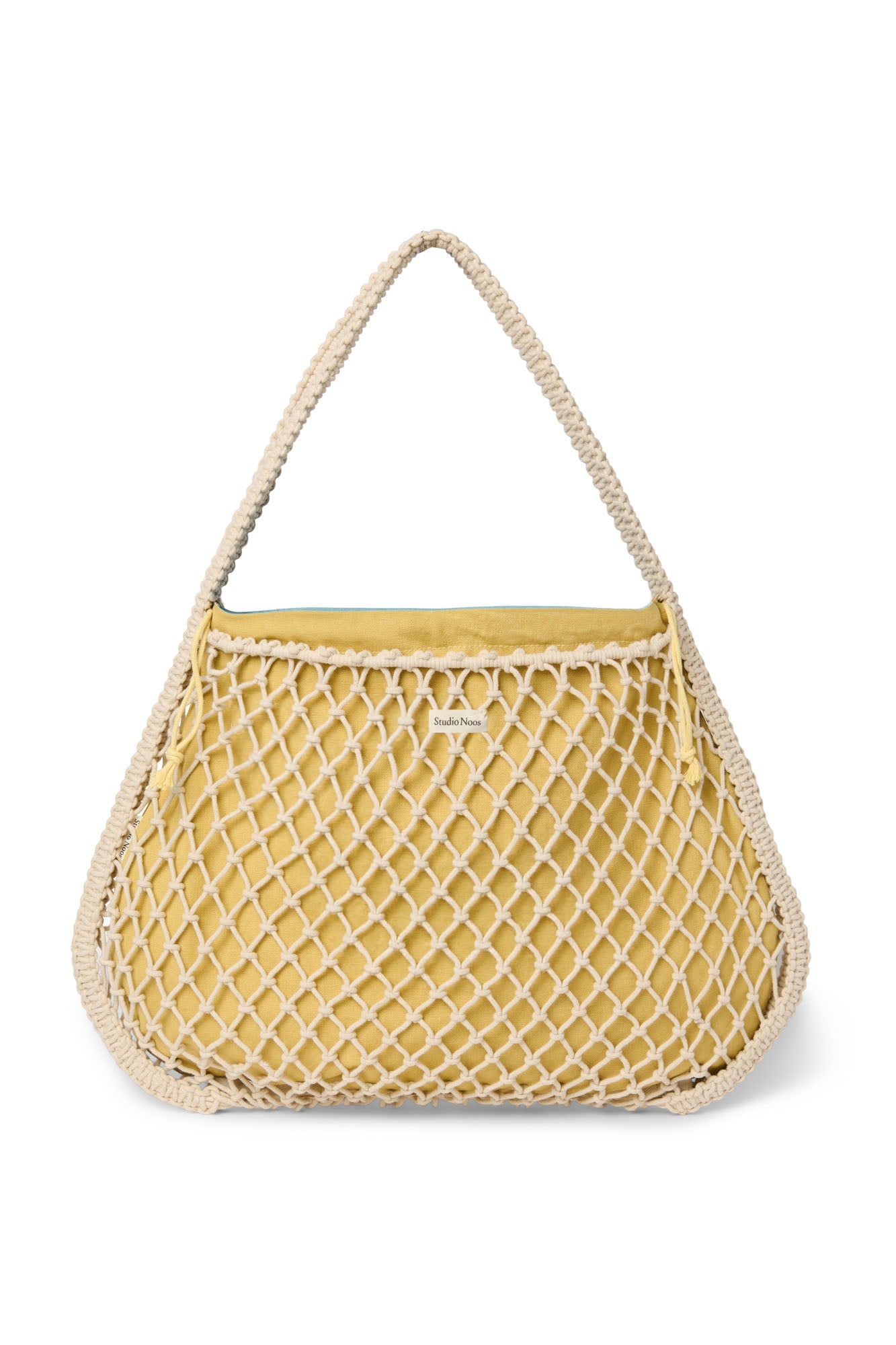 Blue-Yellow Reversible Insert | Natural Macramé Mom Bag with