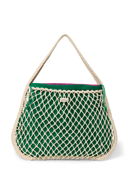 Purple-Green Reversible Insert | Natural Macramé Mom Bag with