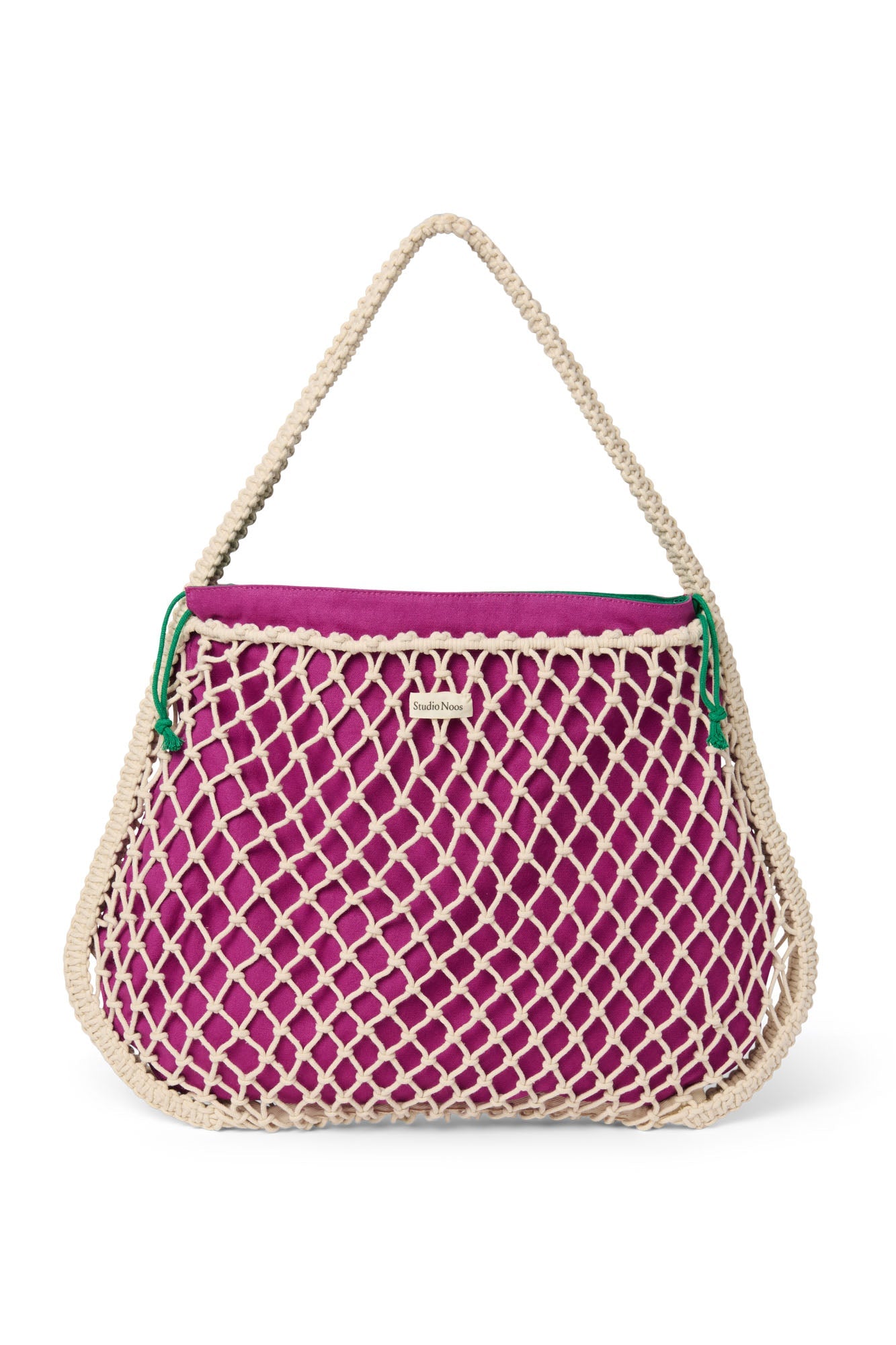 Purple-Green Reversible Insert | Natural Macramé Mom Bag with