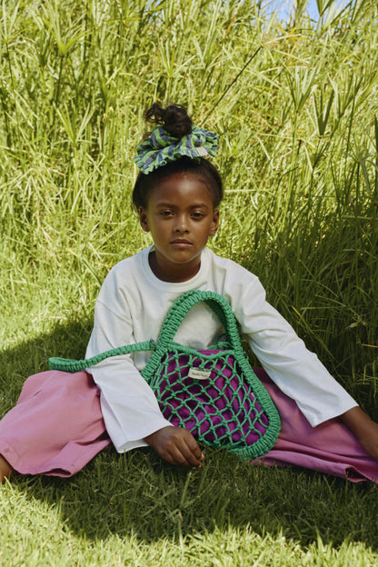 Purple-Green Reversible Insert | Green Macramé Mini Handbag with
