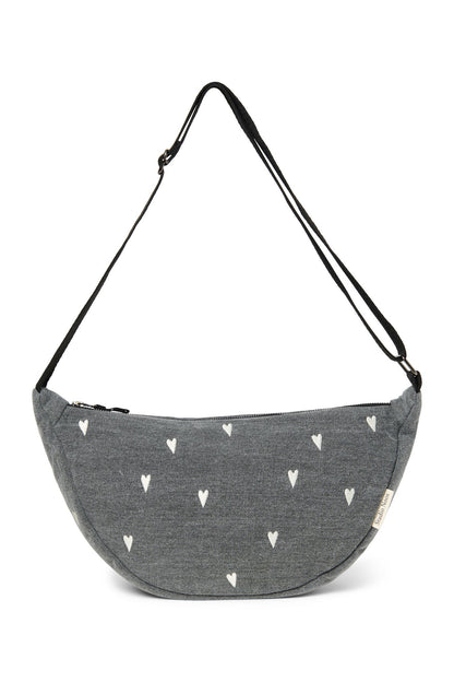 Denim Adult Fanny Pack | Grey Hearts