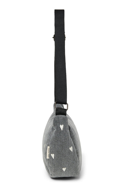 Denim Adult Fanny Pack | Grey Hearts