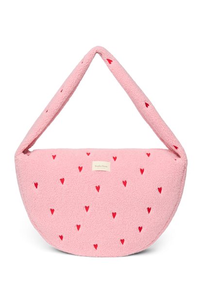 Teddy Cross Body Bag | Light Pink Hearts