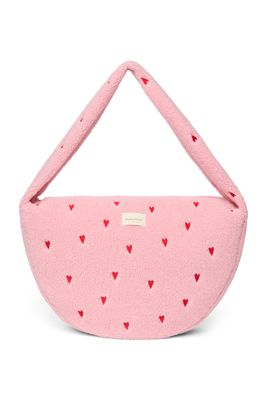 Teddy Cross Body Bag | Light Pink Hearts