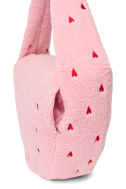 Teddy Cross Body Bag | Light Pink Hearts