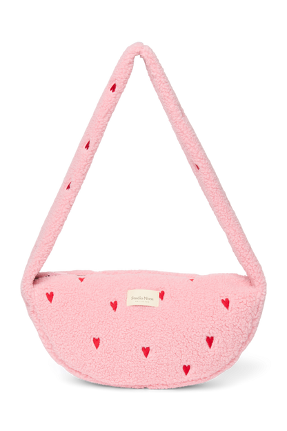 Teddy Mini Cross Body Bag | Light Pink Hearts