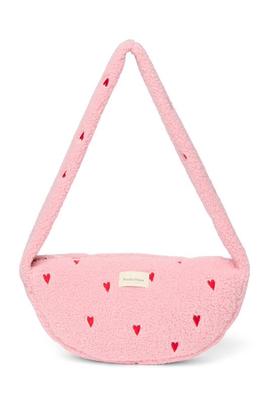 Teddy Mini Cross Body Bag | Light Pink Hearts