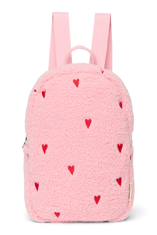 Teddy Mini Backpack | Light Pink Hearts