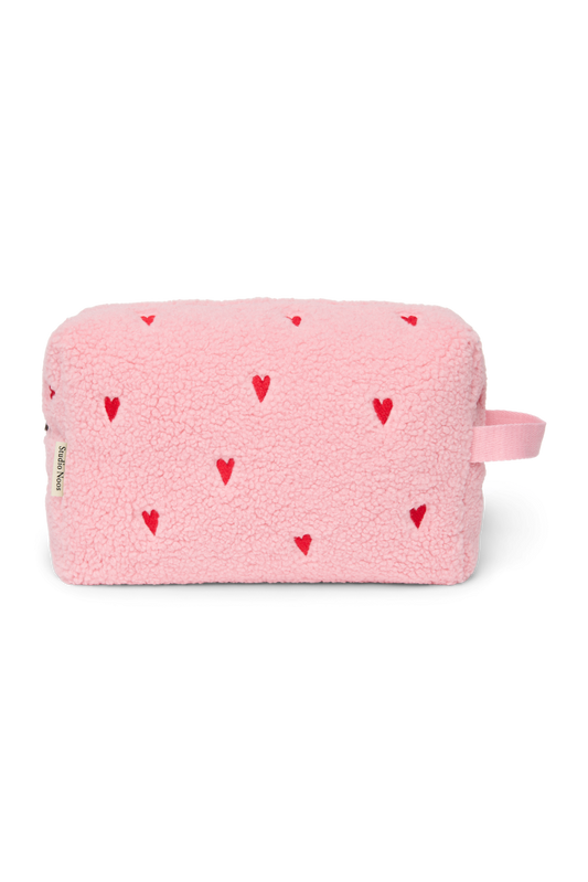 Teddy Toiletry Bag | Light Pink Hearts