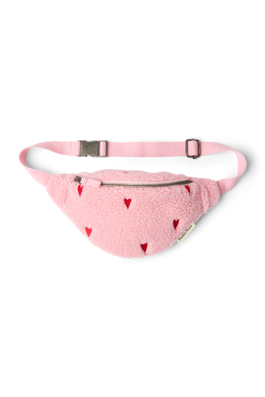 Teddy Mini Fanny Pack | Light Pink Hearts