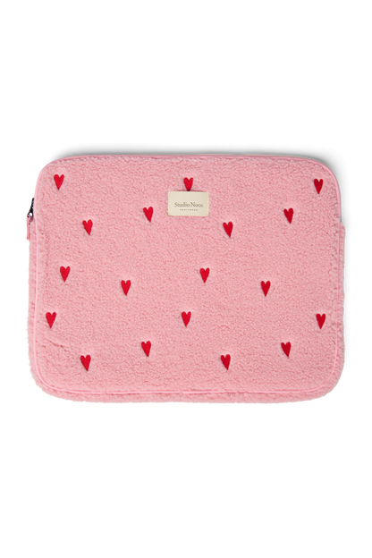 Teddy Laptop Sleeve 15 Inch | Light Pink Hearts