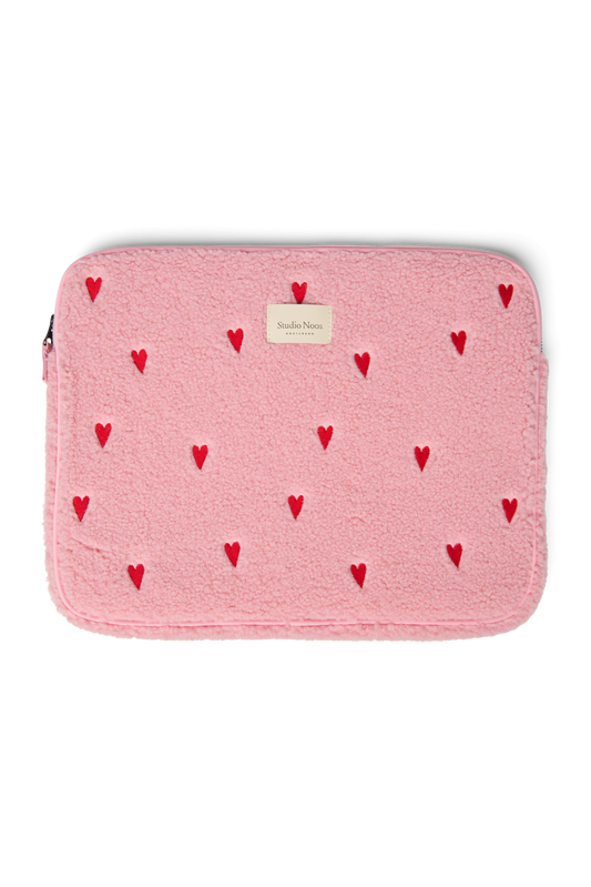 Teddy Laptop Sleeve 15 Inch | Light Pink Hearts