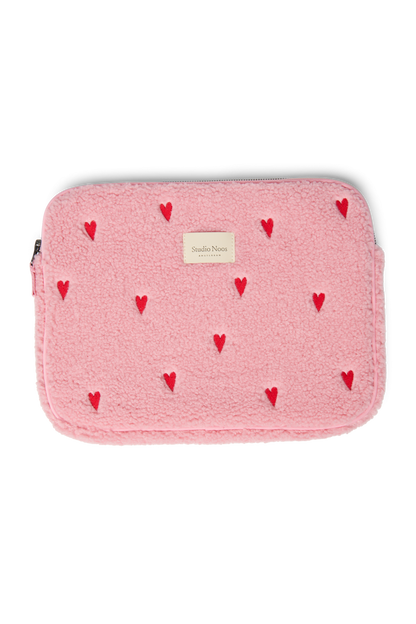 Teddy Laptop Sleeve 13 Inch | Light Pink Hearts