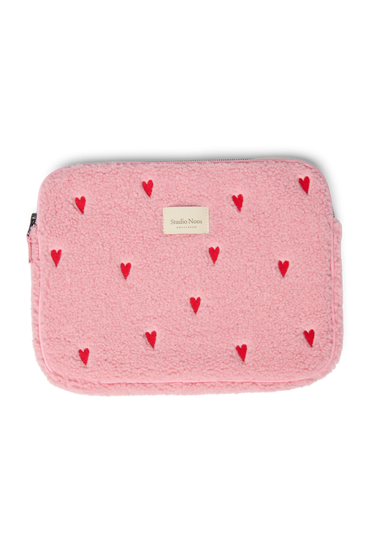 Teddy Laptop Sleeve 13 Inch | Light Pink Hearts