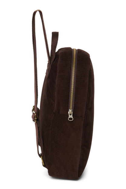 Rib Puffy Mini Backpack | Dark Brown