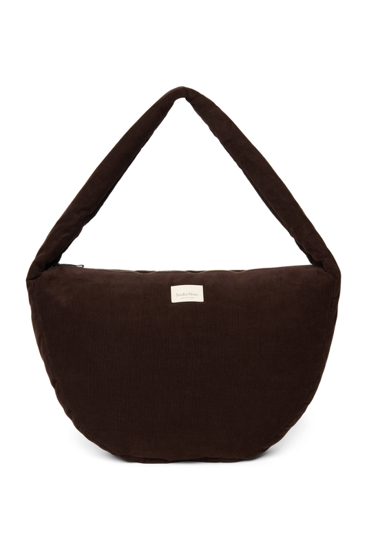 Rib Puffy Cross Body Bag | Dark Brown