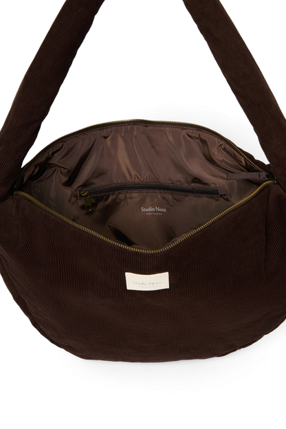 Rib Puffy Cross Body Bag | Dark Brown