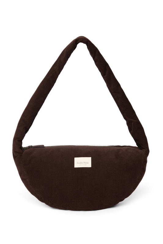Rib Puffy Mini Cross Body Bag | Dark Brown