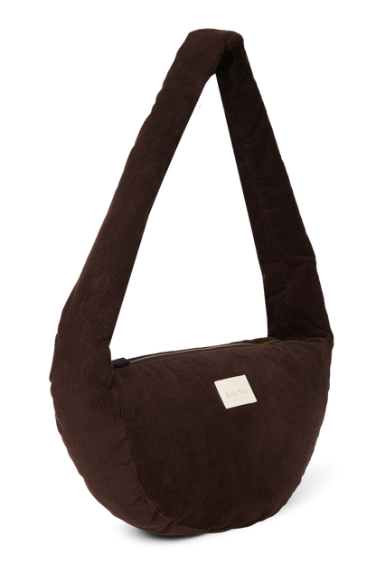 Rib Puffy Mini Cross Body Bag | Dark Brown
