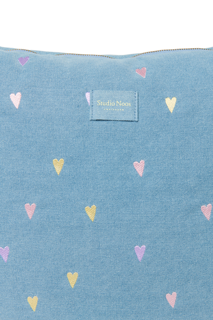 Denim Diaper Bag | Light Blue Hearts