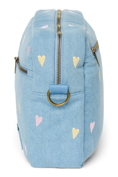 Denim Stroller Organizer | Light Blue Hearts