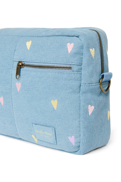 Denim Stroller Organizer | Light Blue Hearts
