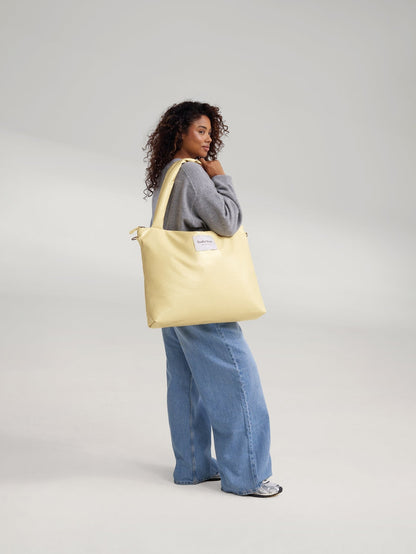 Vegan Leather Diaper Bag | Butter Yellow