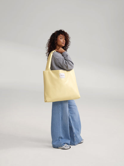 Vegan Leather Mom Bag | Butter Yellow