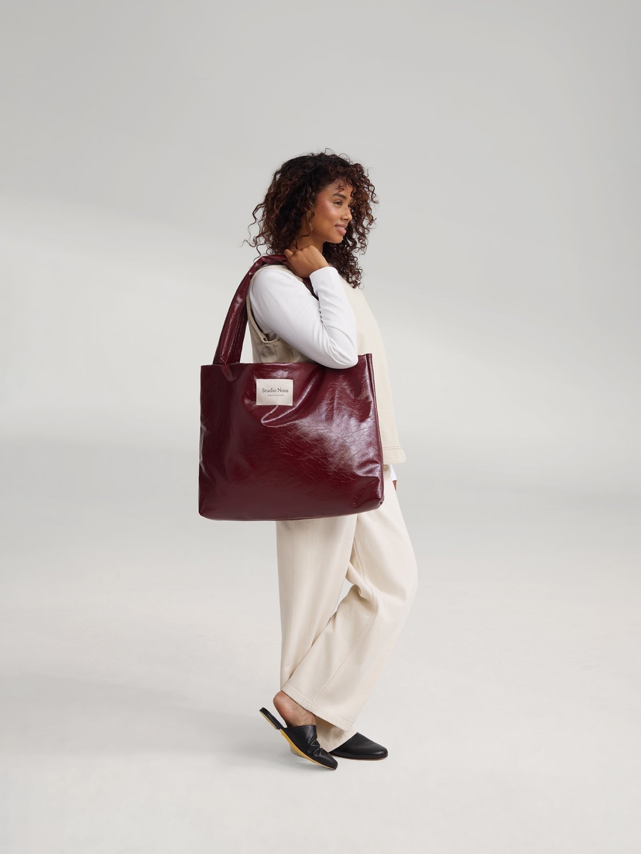 Vegan Leather Mom Bag | Burgundy