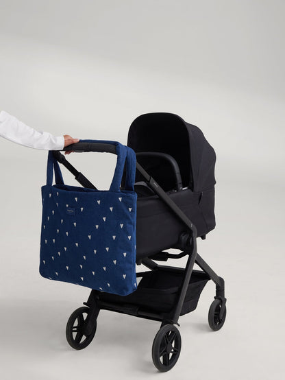 Denim Mom Bag | Dark Blue White Hearts