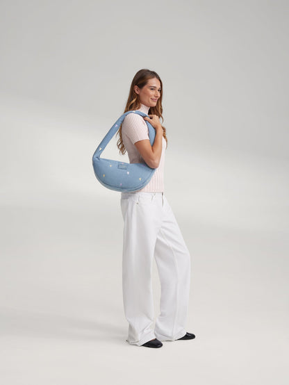 Denim Mini Cross Body Bag | Light Blue Hearts