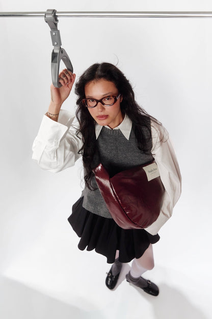 Vegan Leather Cross Body Bag | Burgundy