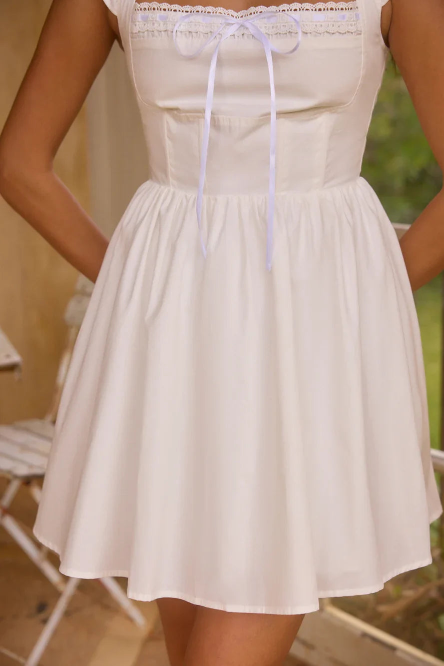 Moonflower Melodies Mini Dress White