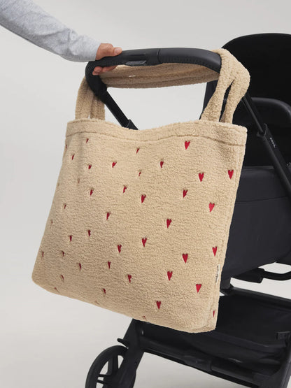 Ecru Hearts Teddy Mom Bag