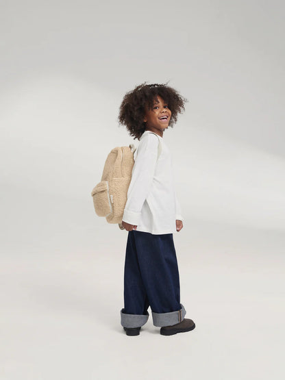 Brown Teddy Midi Backpack Front Pocket
