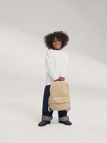 Brown Teddy Midi Backpack Front Pocket