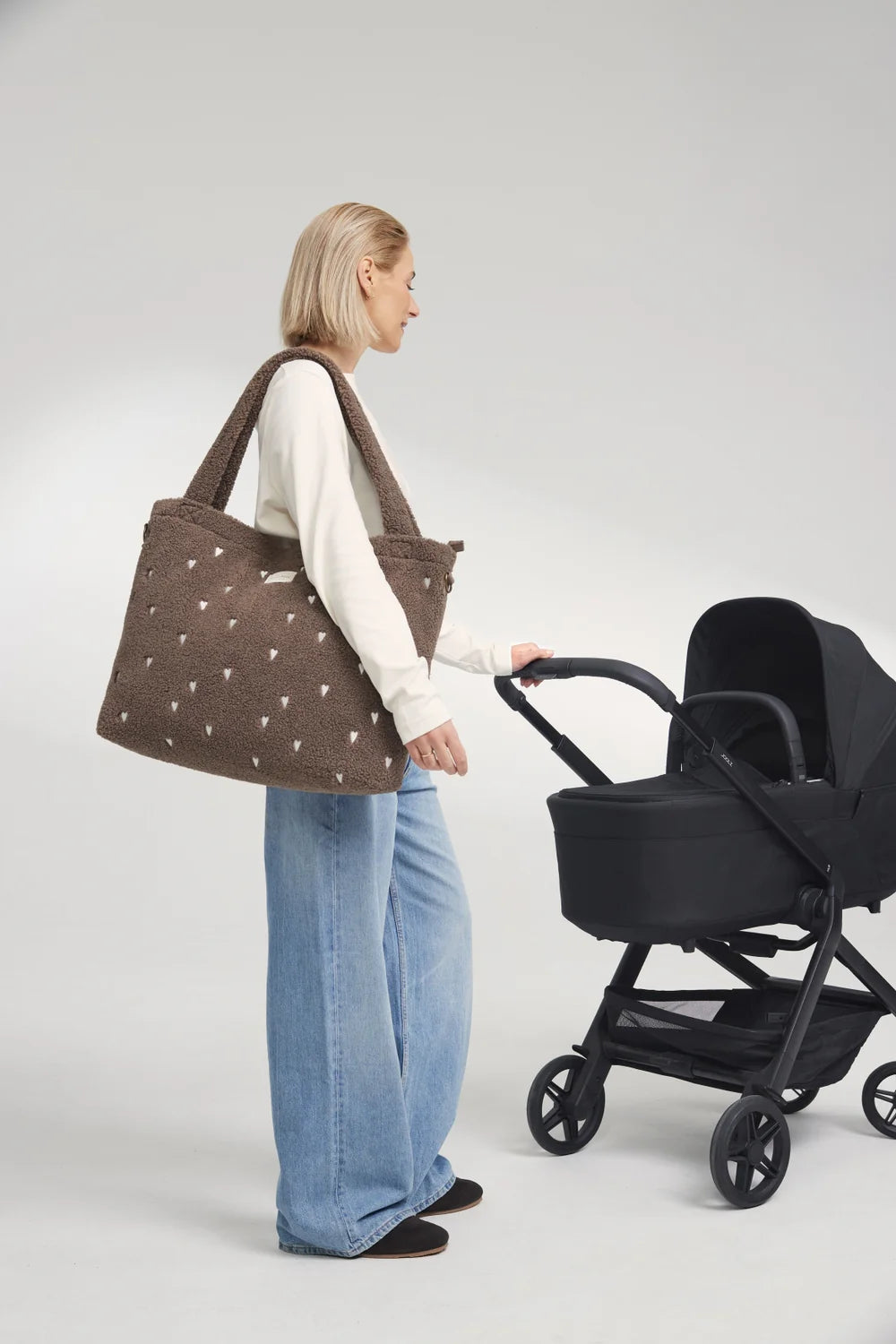 Brown Hearts Teddy Diaper Bag