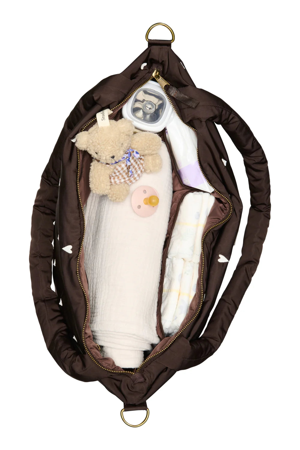 Light Blue Hearts Puffy Diaper Bag