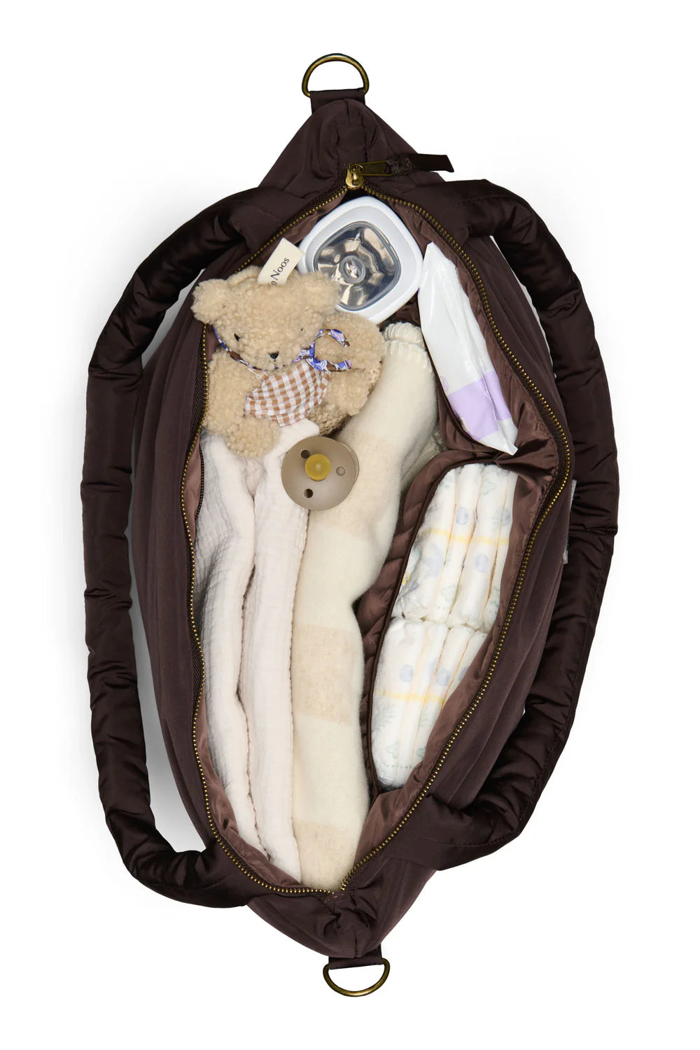 Brown Hearts Puffy Diaper Bag