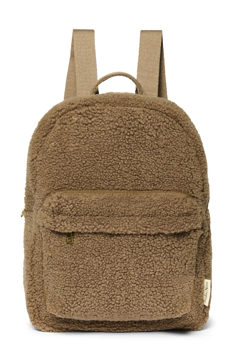 Ecru Teddy Midi Backpack Front Pocket