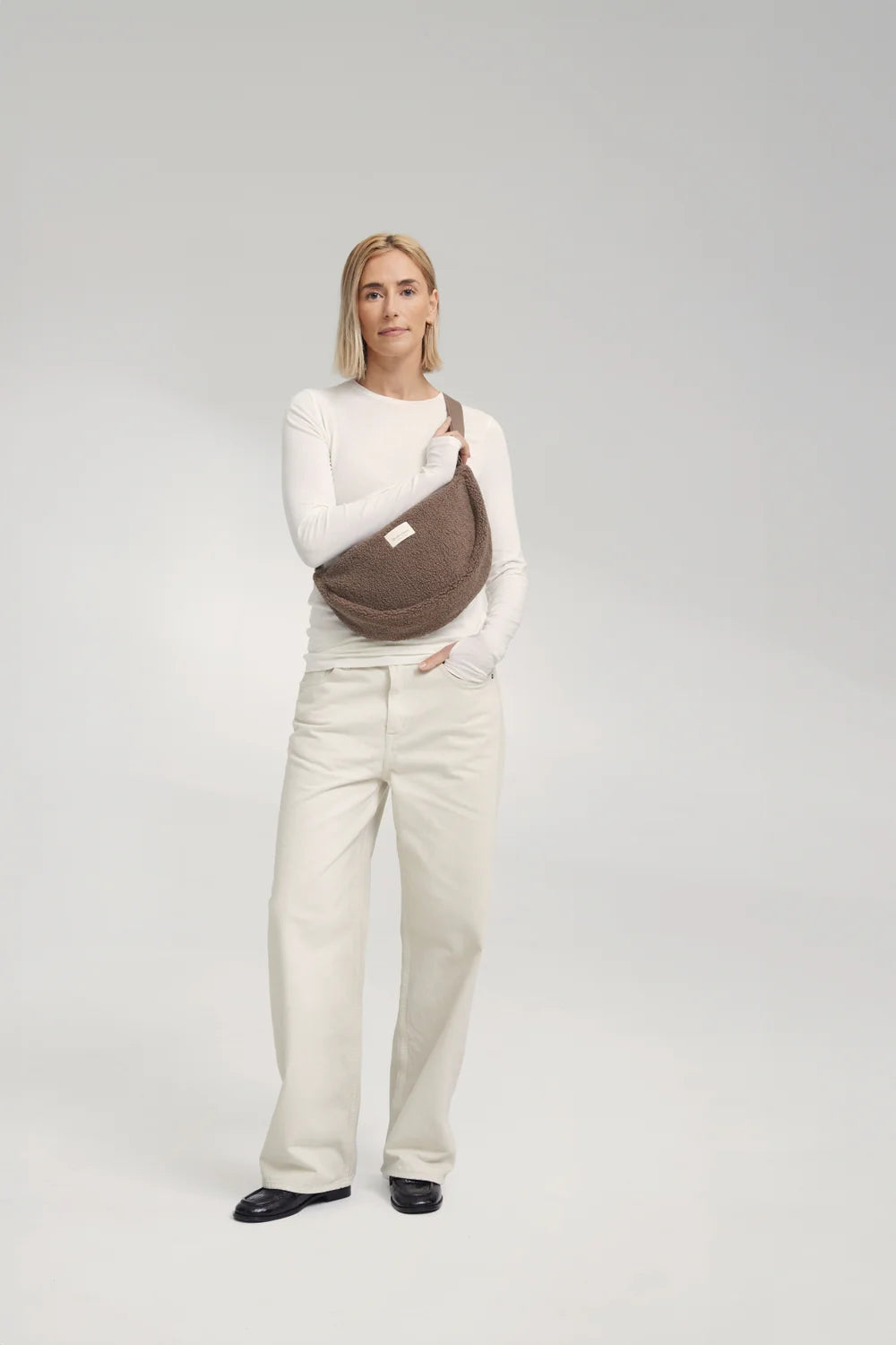 Ecru Hearts Teddy Adult Fanny Pack