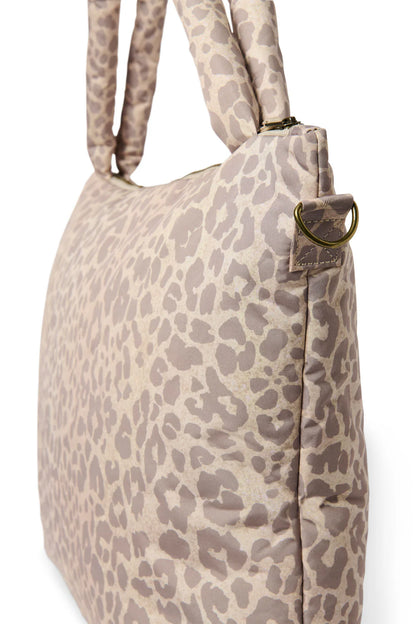 Beige Leopard Puffy Diaper Bag