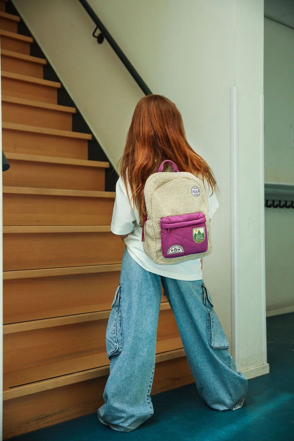 Brown/Burgundy Teddy Midi Backpack