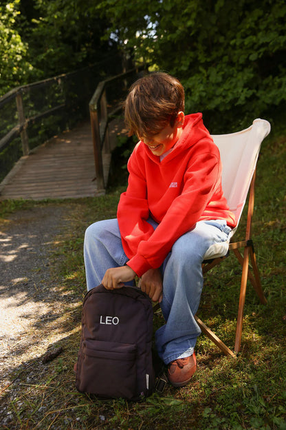 Brown Hearts Puffy Midi Backpack