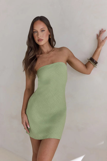 High Spirits Leinen Minikleid Salbei