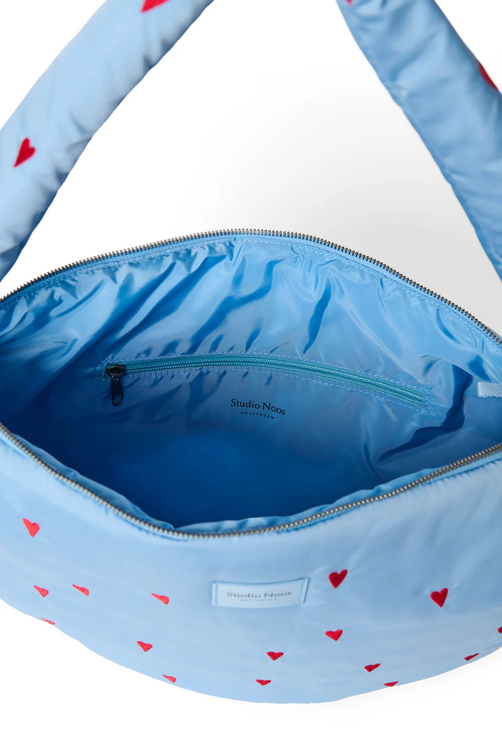 Light Blue Hearts Puffy Cross Body Bag