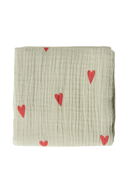Green Hearts Swaddle Print Medium